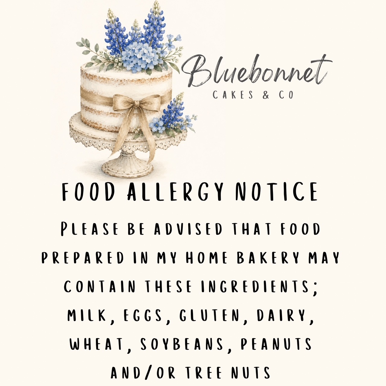 Food allergy notice