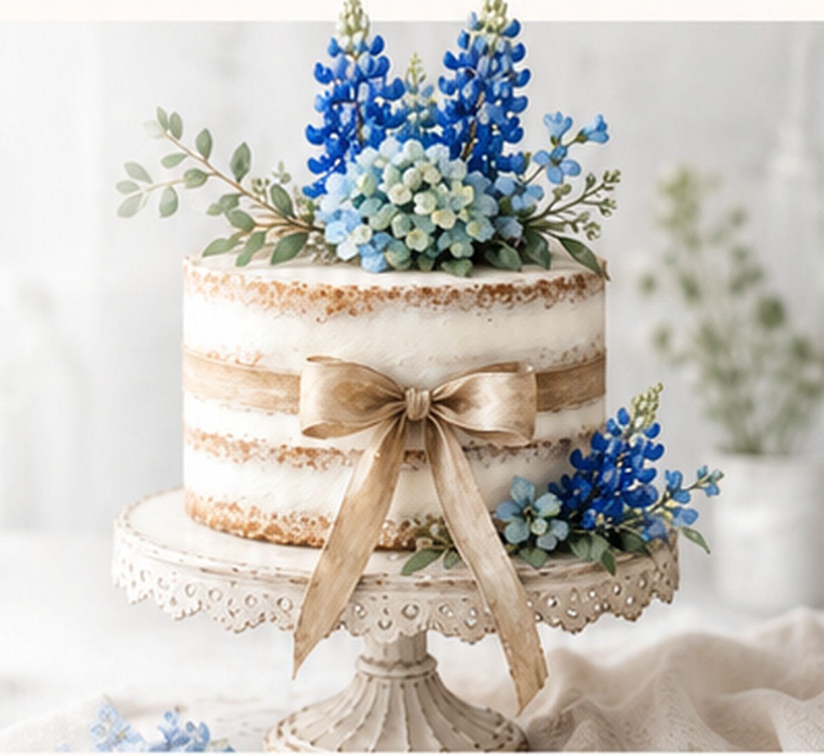 Bluebonnet floral custom cake
